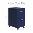 Scranton & Co 2-Drawer Mobile File Cabinet in Navy with Gold Handles