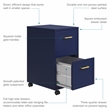 Scranton & Co 2-Drawer Mobile File Cabinet in Navy with Gold Handles