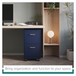 Scranton & Co 2-Drawer Mobile File Cabinet in Navy with Gold Handles