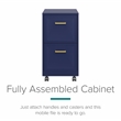 Scranton & Co 2-Drawer Mobile File Cabinet in Navy with Gold Handles