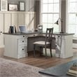 Scranton & Co Engineered Wood L-Shaped Desk with Rosso Slate Accents