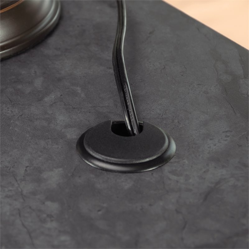 Scranton & Co Engineered Wood L-Shaped Desk with Rosso Slate Accents
