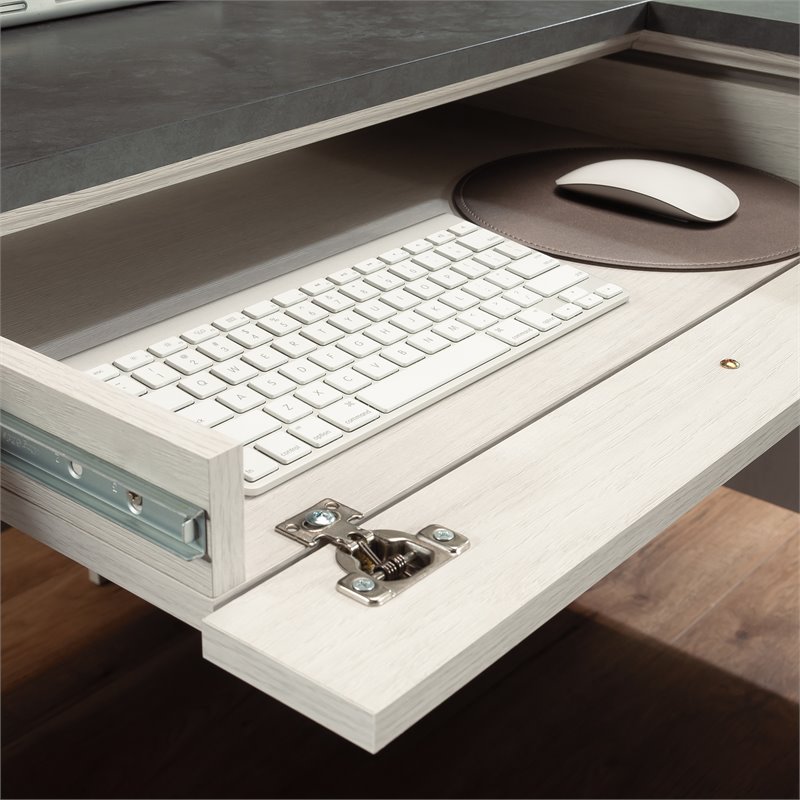 Scranton & Co Engineered Wood L-Shaped Desk with Rosso Slate Accents