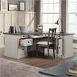 Scranton & Co Engineered Wood L-Shaped Desk with Rosso Slate Accents