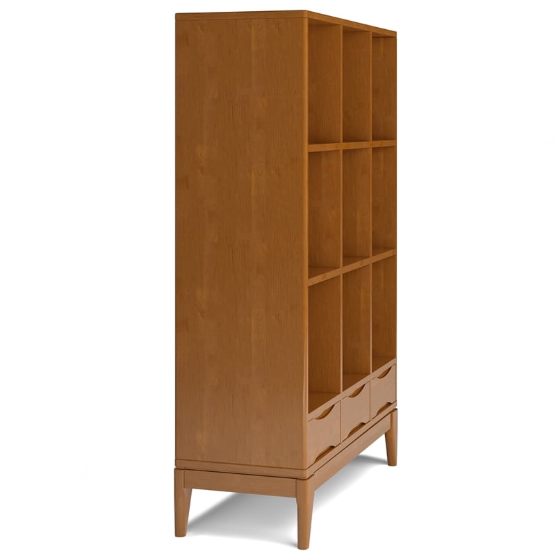 Scranton & Co 58 in Teak Brown Wood Bookcase with Drawers & Compartments