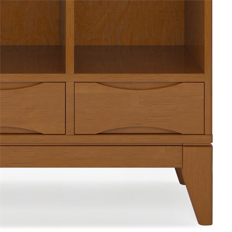 Scranton & Co 58 in Teak Brown Wood Bookcase with Drawers & Compartments
