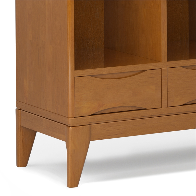 Scranton & Co 58 in Teak Brown Wood Bookcase with Drawers & Compartments