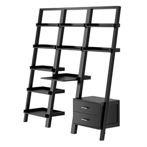 Scranton & Co 3-Piece Wood Leaning Desk Shelf Set in Black