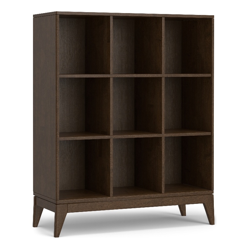 Scranton & Co Modern 9-Cube Storage Bookcase in Walnut Brown Finish