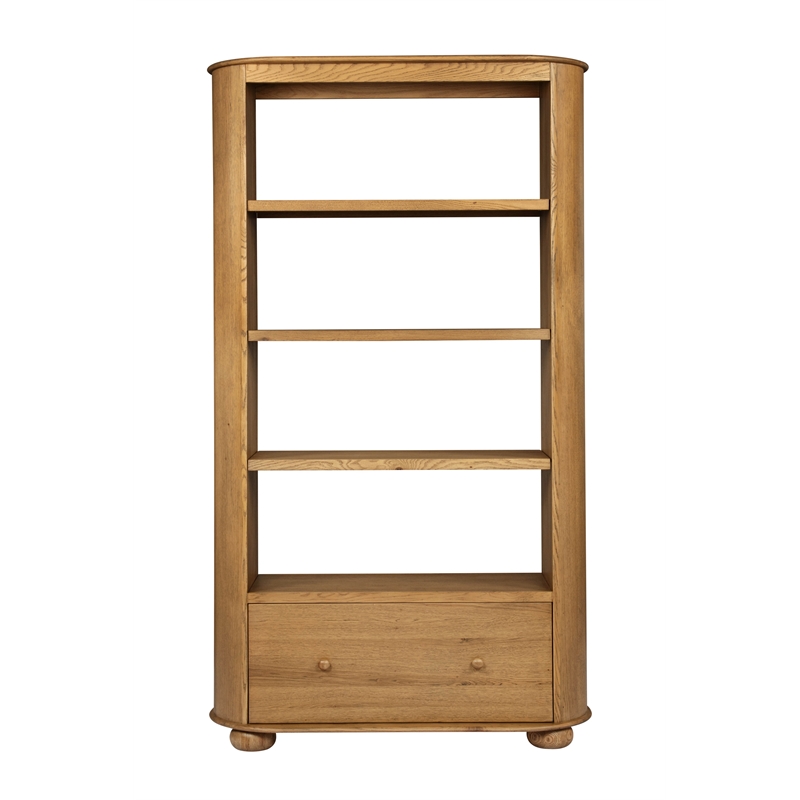 Scranton & Co 4-Shelf Oak Bookcase with 1 Drawer in Natural Finish