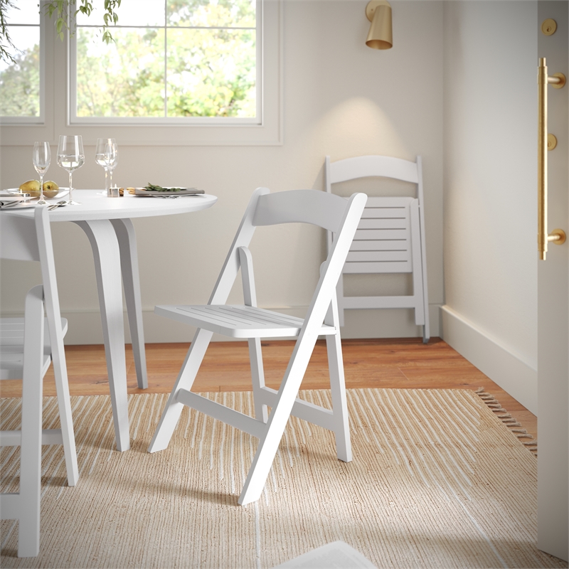 Scranton & Co Solid Beechwood Folding Dining Chair in White Finish