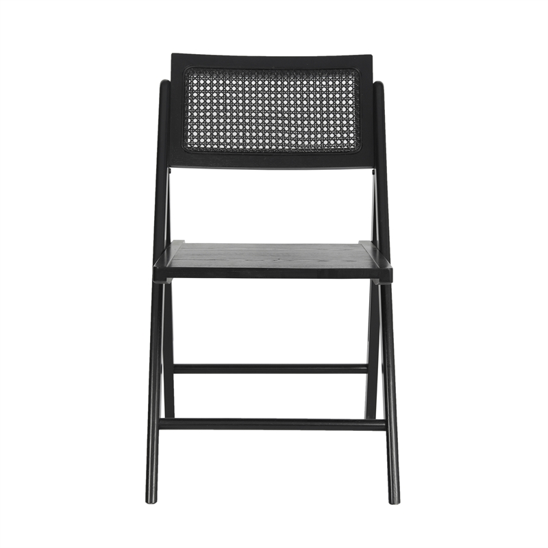Scranton & Co Set of 2 Cane Rattan Folding Chairs in Black Finish