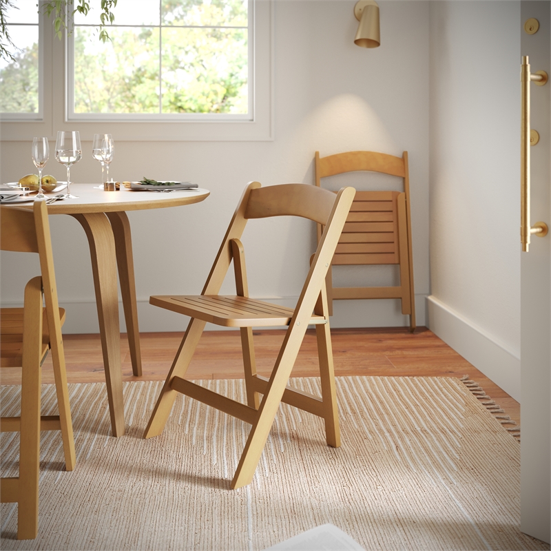 Scranton & Co Solid Beech Folding Dining Chair Oak Finish