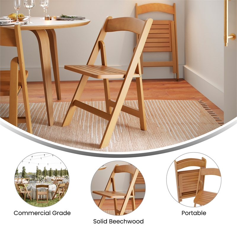 Scranton & Co Solid Beech Folding Dining Chair Oak Finish