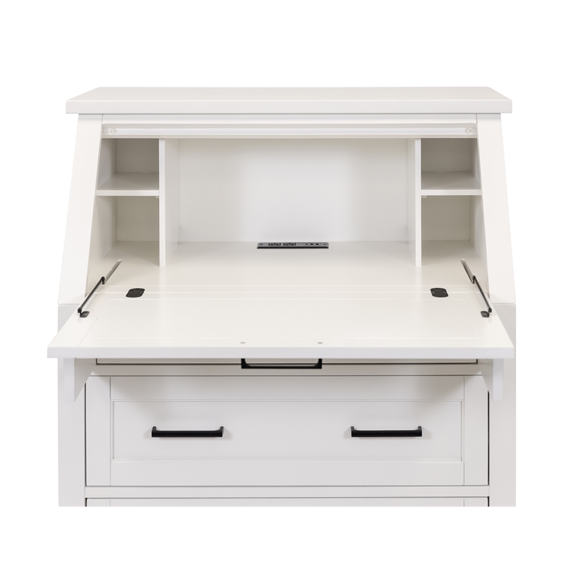 Scranton & Co Modern Drop-Lid Secretary Desk Wood White Finish