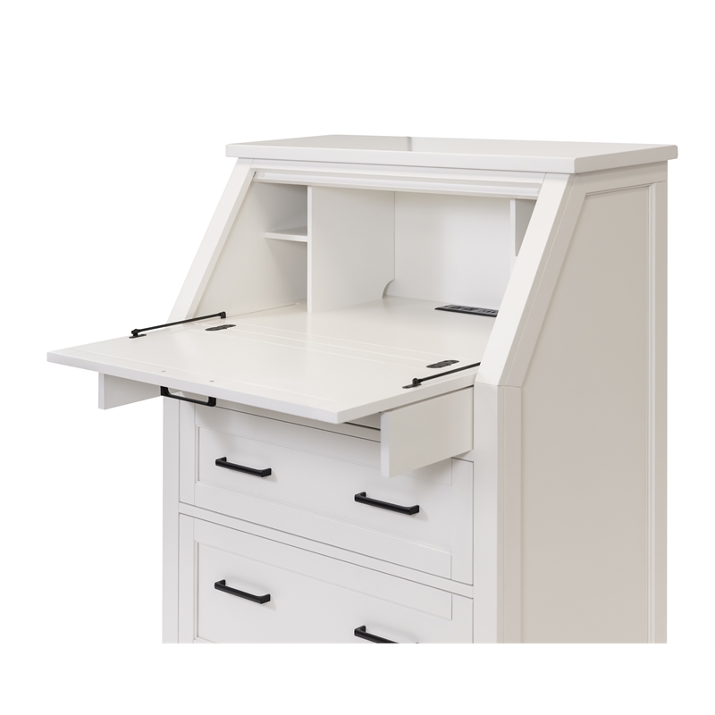 Scranton & Co Modern Drop-Lid Secretary Desk Wood White Finish