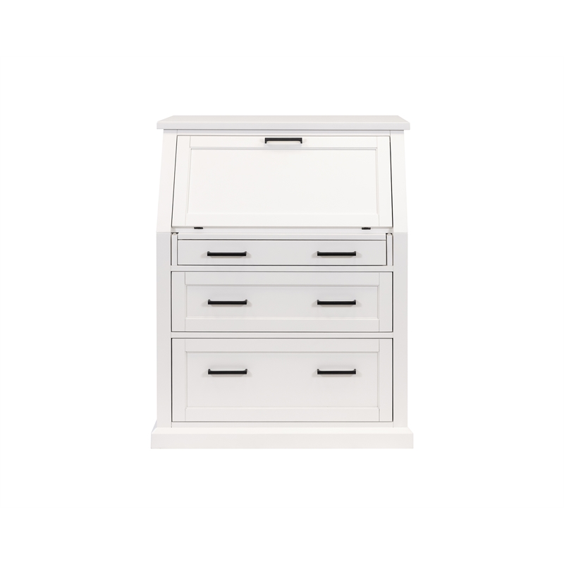 Scranton & Co Modern Drop-Lid Secretary Desk Wood White Finish