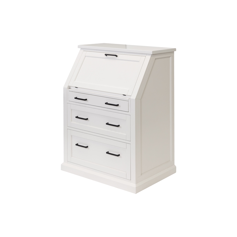 Scranton & Co Modern Drop-Lid Secretary Desk Wood White Finish