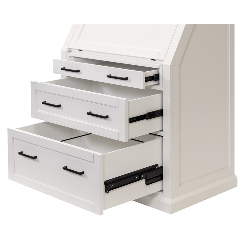 Scranton & Co Modern Drop-Lid Secretary Desk Wood White Finish