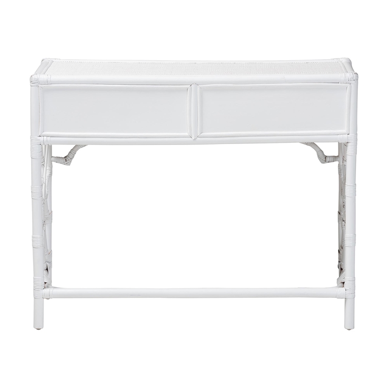 Scranton & Co Rattan Writing Desk with Two Drawers and Chippendale Sides