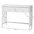 Scranton & Co Rattan Writing Desk with Two Drawers and Chippendale Sides