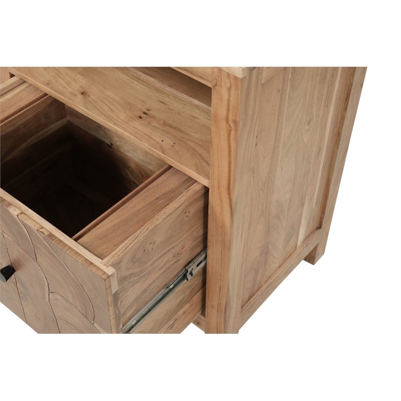Scranton & Co 1-Drawer Solid Wood Filing Cabinet with Tree Slice Detail