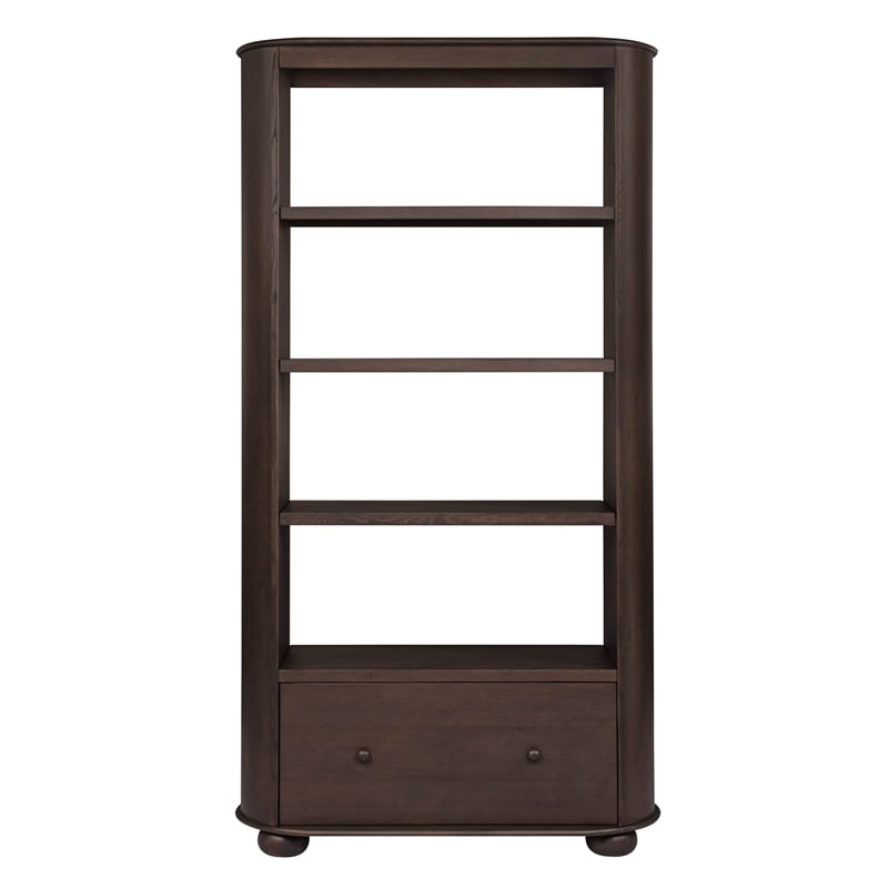 Scranton & Co 1-Drawer Solid Oak Bookcase in Appalachian Brown
