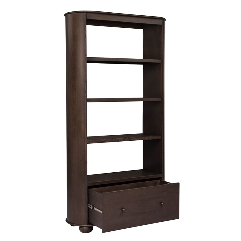Scranton & Co 1-Drawer Solid Oak Bookcase in Appalachian Brown
