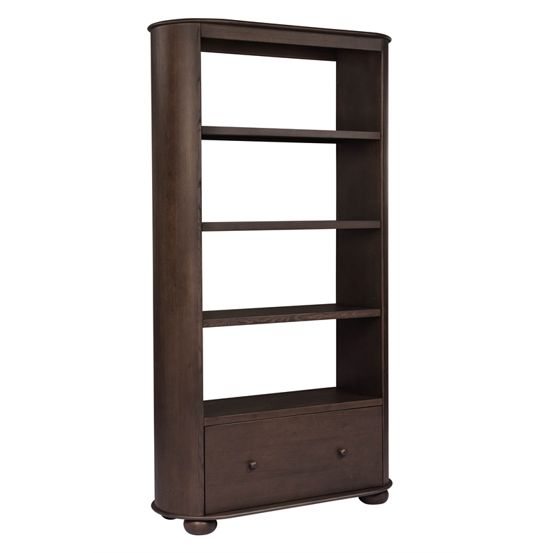 Scranton & Co 1-Drawer Solid Oak Bookcase in Appalachian Brown