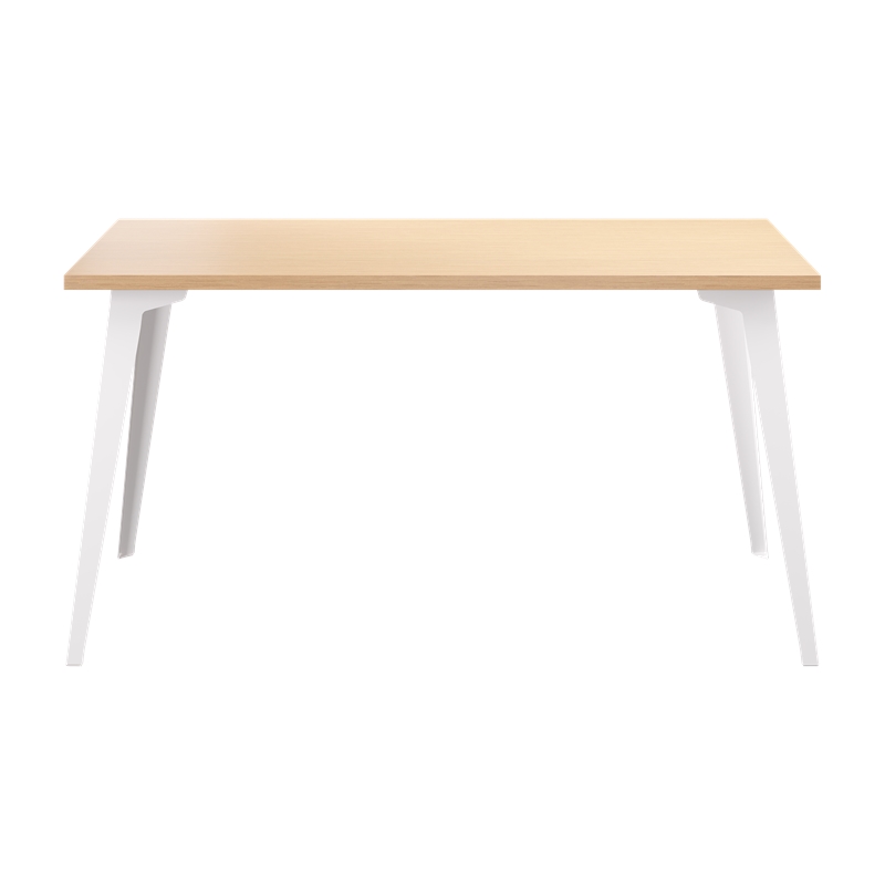 Scranton & Co 27x57 Metal Desk with Laminate Top in White and Oak