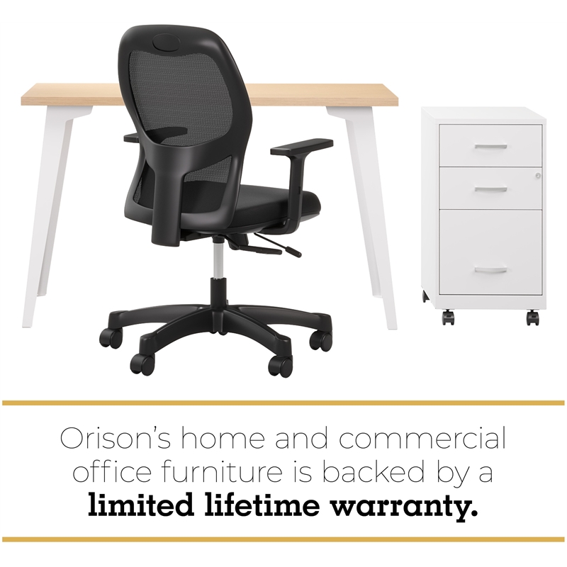 Scranton & Co 27x57 Metal Desk with Laminate Top in White and Oak