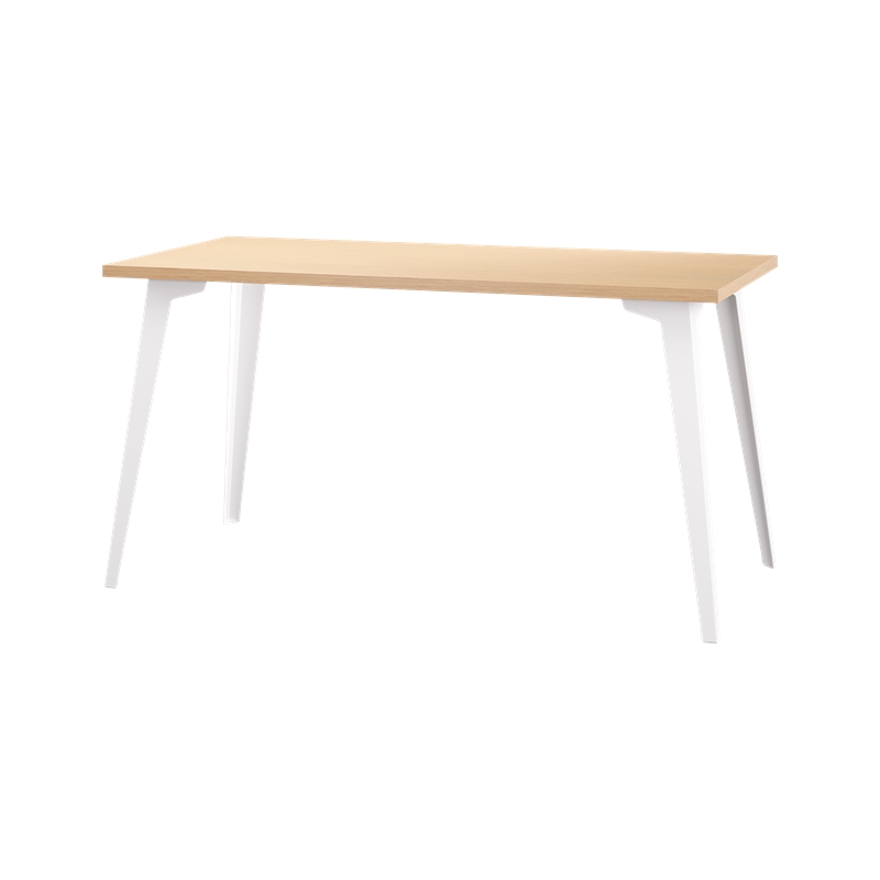 Scranton & Co 27x57 Metal Desk with Laminate Top in White and Oak