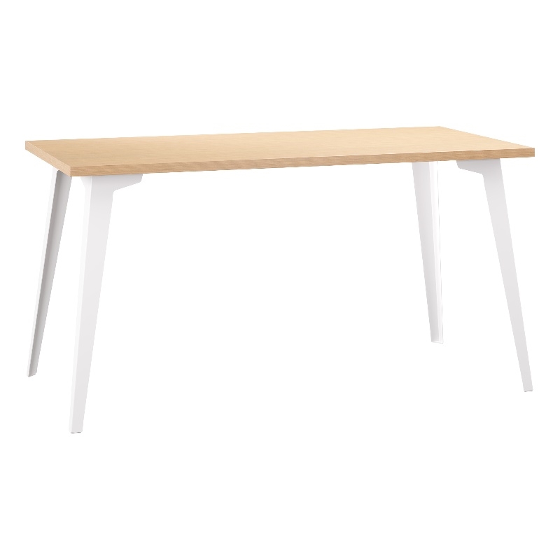 Scranton & Co 27x57 Metal Desk with Laminate Top in White and Oak