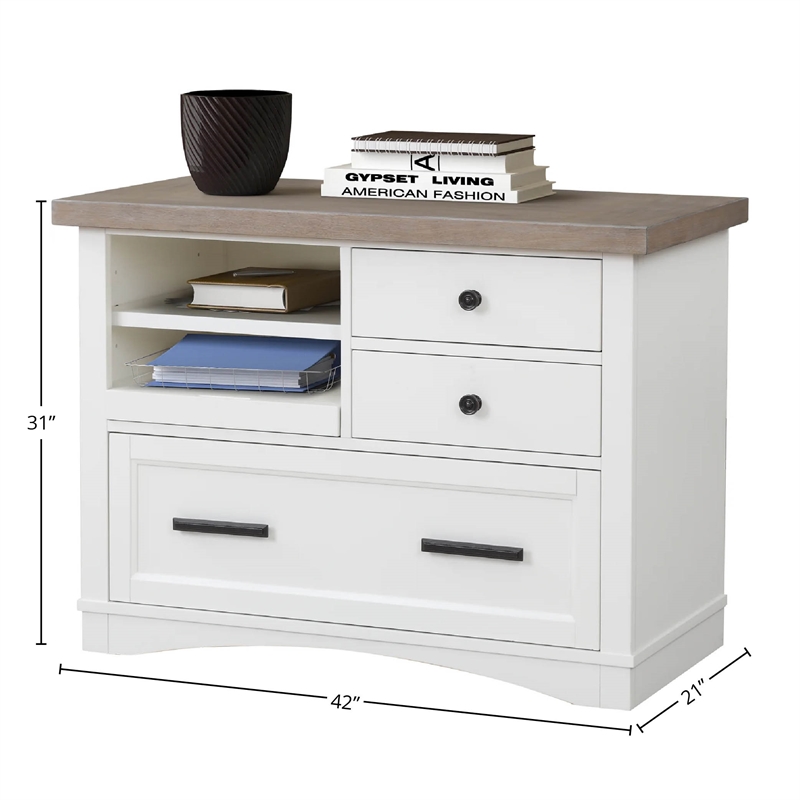 Scranton & Co 3-Drawer Lateral White Wood Filing Cabinet