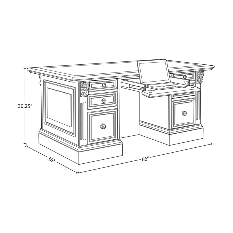 Scranton & Co Double Pedestal Executive Desk in Brown Wood