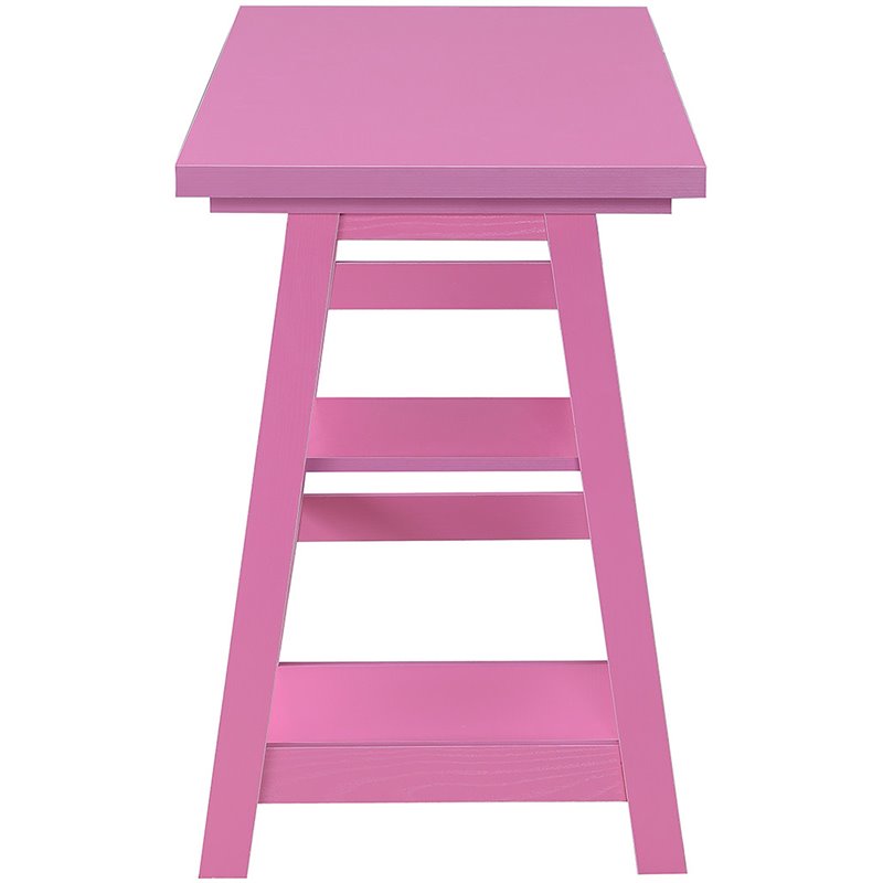 Scranton & Co Trestle Desk with Shelves in Pink Wood Finish