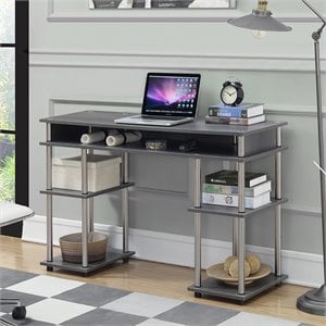 Scranton & Co Writing Desk with Shelves in Charcoal Gray Wood Finish