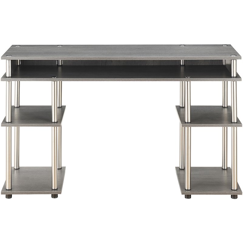 Scranton & Co Writing Desk with Shelves in Charcoal Gray Wood Finish