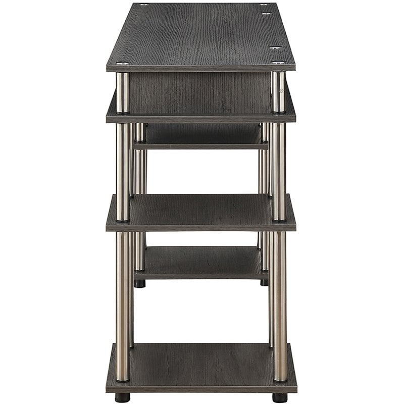 Scranton & Co Writing Desk with Shelves in Charcoal Gray Wood Finish