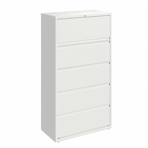 Scranton & Co 36&quotW 5 Drawer Metal Lateral File Cabinet in White Finish