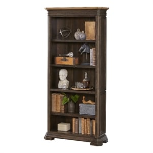 Scranton & Co Executive Open Wood Bookcase in Brown Distressed Finish