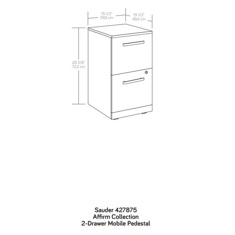 Scranton & Co 2-Drawer Mobile Filing Cabinet with Lock in Noble Elm