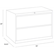 Scranton & Co Set of 4 36-Inch 2-Drawer Metal Lateral File Cabinet Silver