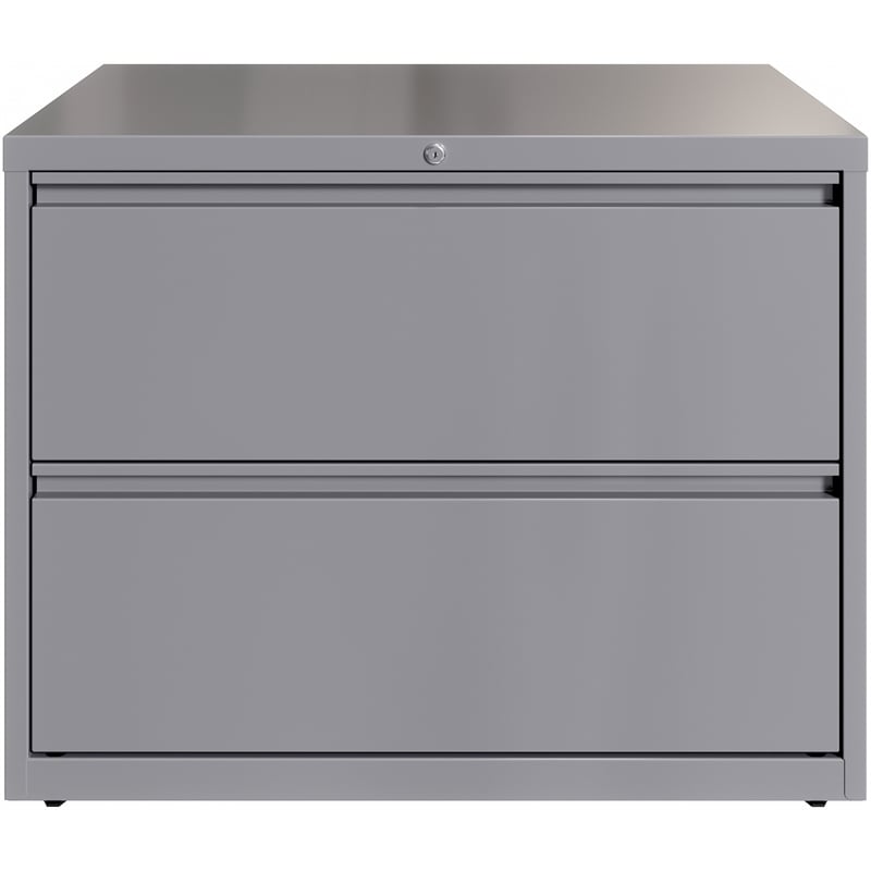 Scranton & Co Set of 4 36-Inch 2-Drawer Metal Lateral File Cabinet Silver