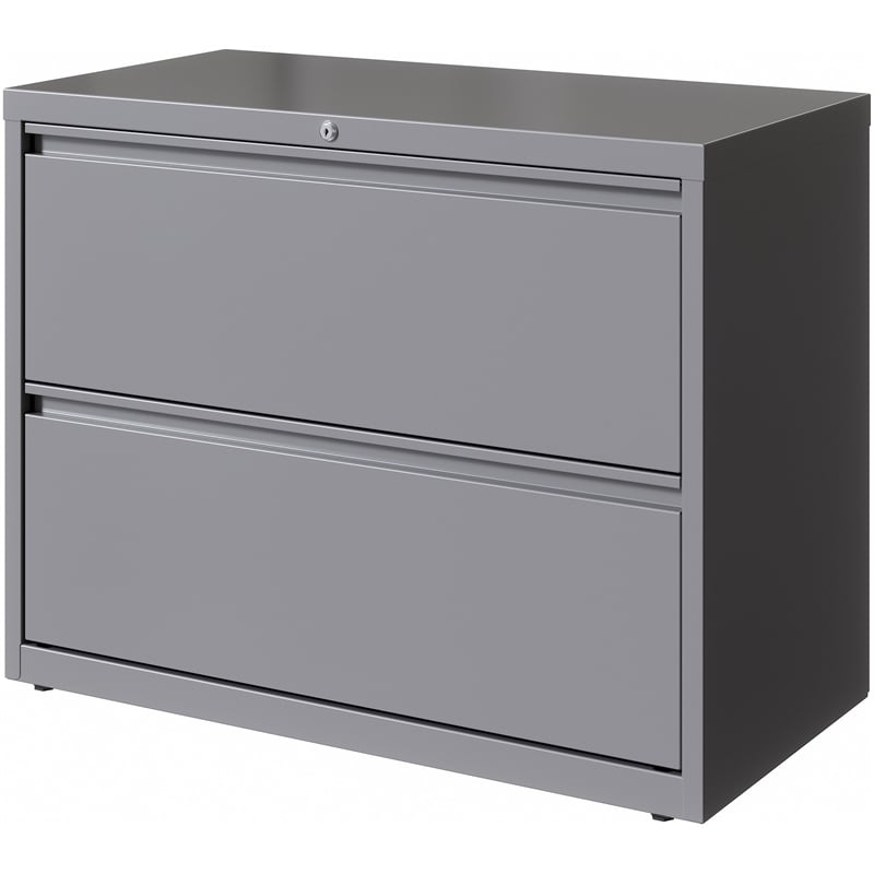 Scranton & Co Set of 4 36-Inch 2-Drawer Metal Lateral File Cabinet Silver