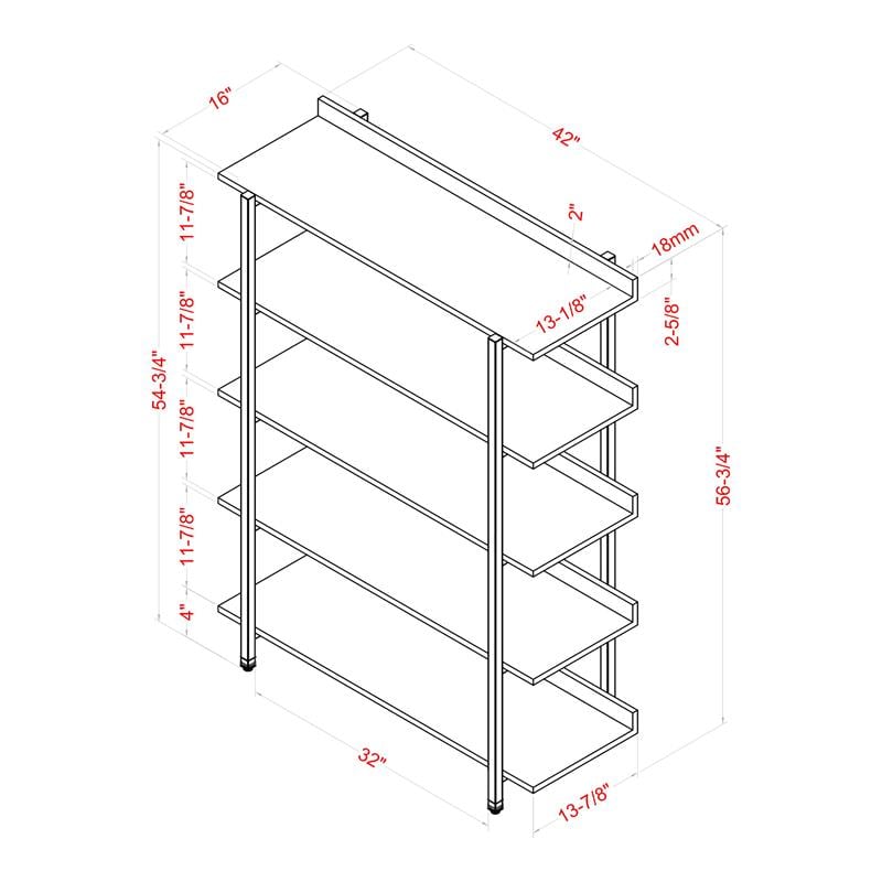Scranton & Co Contemporary 5-Tier Bookshelf in Antique Blue with Steel Frame