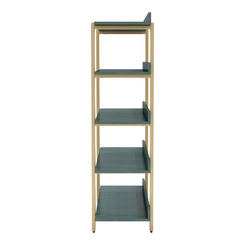Scranton & Co Contemporary 5-Tier Bookshelf in Antique Blue with Steel Frame