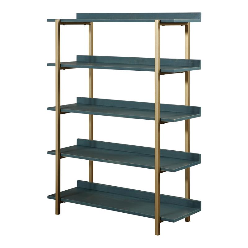 Scranton & Co Contemporary 5-Tier Bookshelf in Antique Blue with Steel Frame
