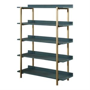 Scranton & Co Contemporary 5-Tier Bookshelf in Antique Blue with Steel Frame
