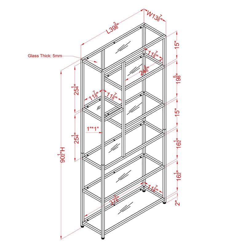 Scranton & Co Contemporary Metal 7-Shelf Bookcase in Chrome Finish